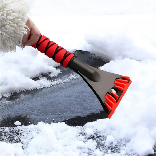 cross-textured-foam-handle-on-ice-scraper Cross-textured foam handle on ice scraper, non-slip grip and warm to hold in cold weather