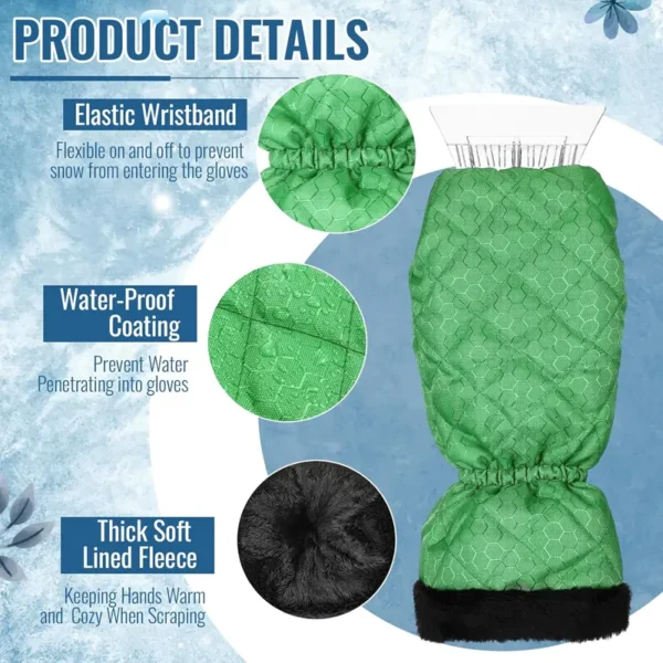 detachable-ice-scraper-and-glove-design Close-up of soft, waterproof winter glove included with car ice scraper