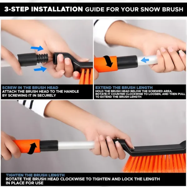 extendable-3-in-1-snow-brush-and-ice-scraper Extendable snow brush clearing snow from SUV roof, no stretching or climbing needed