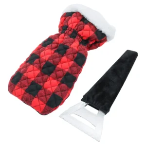 ice scraper mitt with plush fleece lining, 5-inch acrylic blade