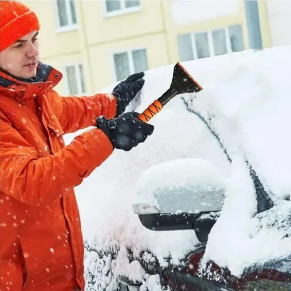 Close-up of 11.5cm wide soft rubber blade on car ice scraper, no scratches