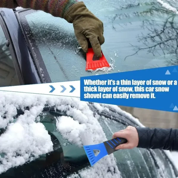 ice-scraper-removing-thick-ice-from-windshield-05 Plastic ice scraper removing thick ice from car windshield, safe and scratch-free
