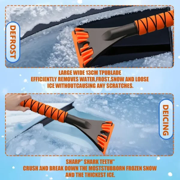 ice-scraper-smashing-thick-ice-from-car-windshield Ice scraper with claw-style blade removing thick ice from car windshield, fast and scratch-free