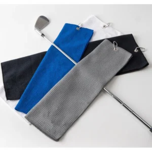 Microfiber waffle weave golf towels with carabiner clip, 3-pack 16"×16" for golf course use