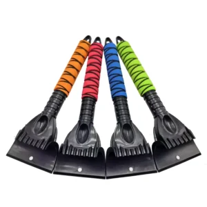 Multi-color cross-grip car ice scraper with durable ABS blade, for winter ice and snow removal