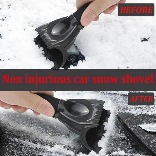 multi-color-options-for-cross-grip-ice-scraper Ice scraper with cross-textured foam handle removing thick ice from car windshield, no scratches