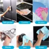 multi-surface-cleaning-with-microfiber-cloth Cleaning a glass mirror with fish scale microfiber cloth, no streaks or watermarks