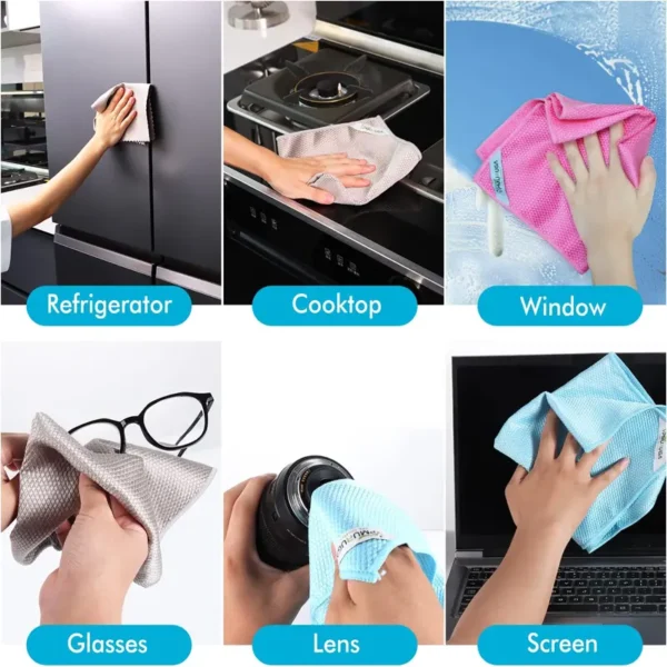 multi-surface-cleaning-with-microfiber-cloth Cleaning a glass mirror with fish scale microfiber cloth, no streaks or watermarks