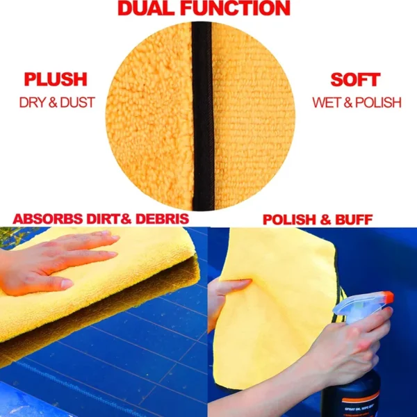 440GSM Dual-Sided Microfiber Towels - Plush & Soft for Car Drying & Polishing