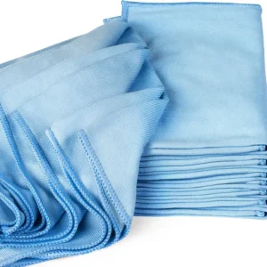 Professional grade streak-free microfiber cleaning cloths, 16"×16" for glass, mirrors and stainless steel