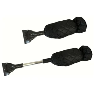 Telescopic car ice scraper with warm insulated glove, extendable 40-55cm snow and ice remover